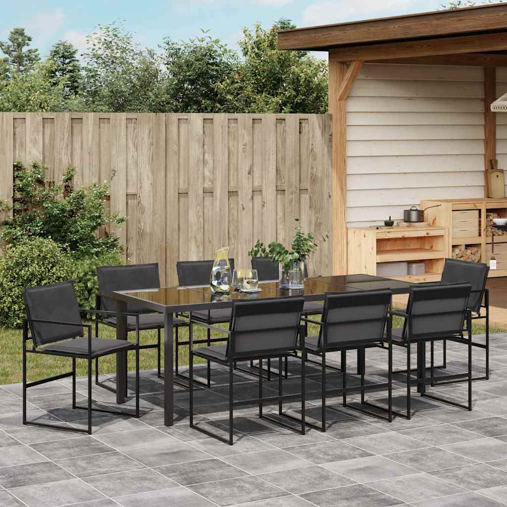 vidaXL Garten Essgruppe 9 pcs Schwarz 200 x 80 x 73 cm