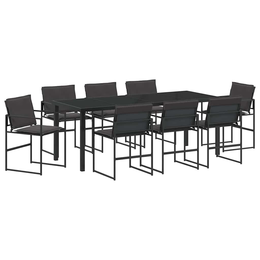 vidaXL Garten Essgruppe 9 pcs Schwarz 200 x 80 x 73 cm