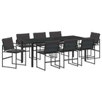 vidaXL Garten Essgruppe 9 pcs Schwarz 200 x 80 x 73 cm