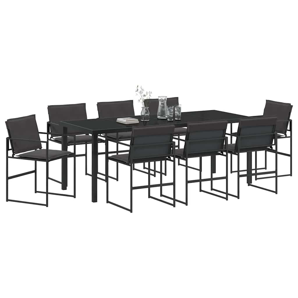 vidaXL Garten Essgruppe 9 pcs Schwarz 200 x 80 x 73 cm