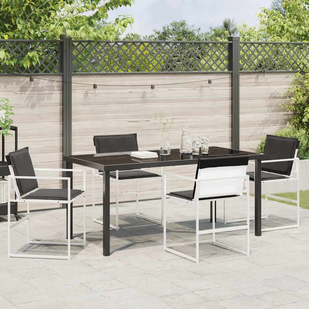 vidaXL Garten Essgruppe 5 pcs Weiß Textilene und Stahl
