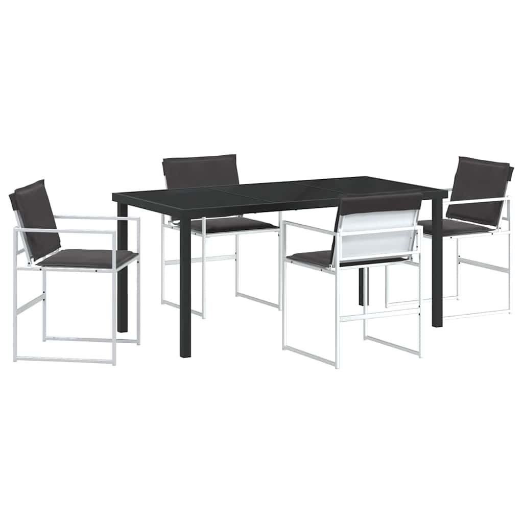 vidaXL Garten Essgruppe 5 pcs Weiß Textilene und Stahl