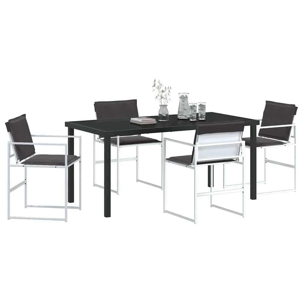 vidaXL Garten Essgruppe 5 pcs Weiß Textilene und Stahl
