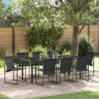 vidaXL Garten Essgruppe 9 pcs Schwarz Textilene und Stahl