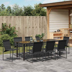 vidaXL Garten Essgruppe 9 pcs Schwarz Textilene und Stahl