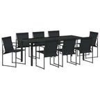 vidaXL Garten Essgruppe 9 pcs Schwarz Textilene und Stahl