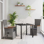 vidaXL Garten Essgruppe mit Kissen 3 pcs Grau Poly-Rattan