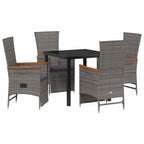 vidaXL Garten Essgruppe mit Kissen 5 pcs Grau Poly-Rattan