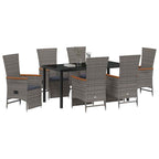 vidaXL Garten Essgruppe mit Kissen 7 pcs Grau Poly-Rattan
