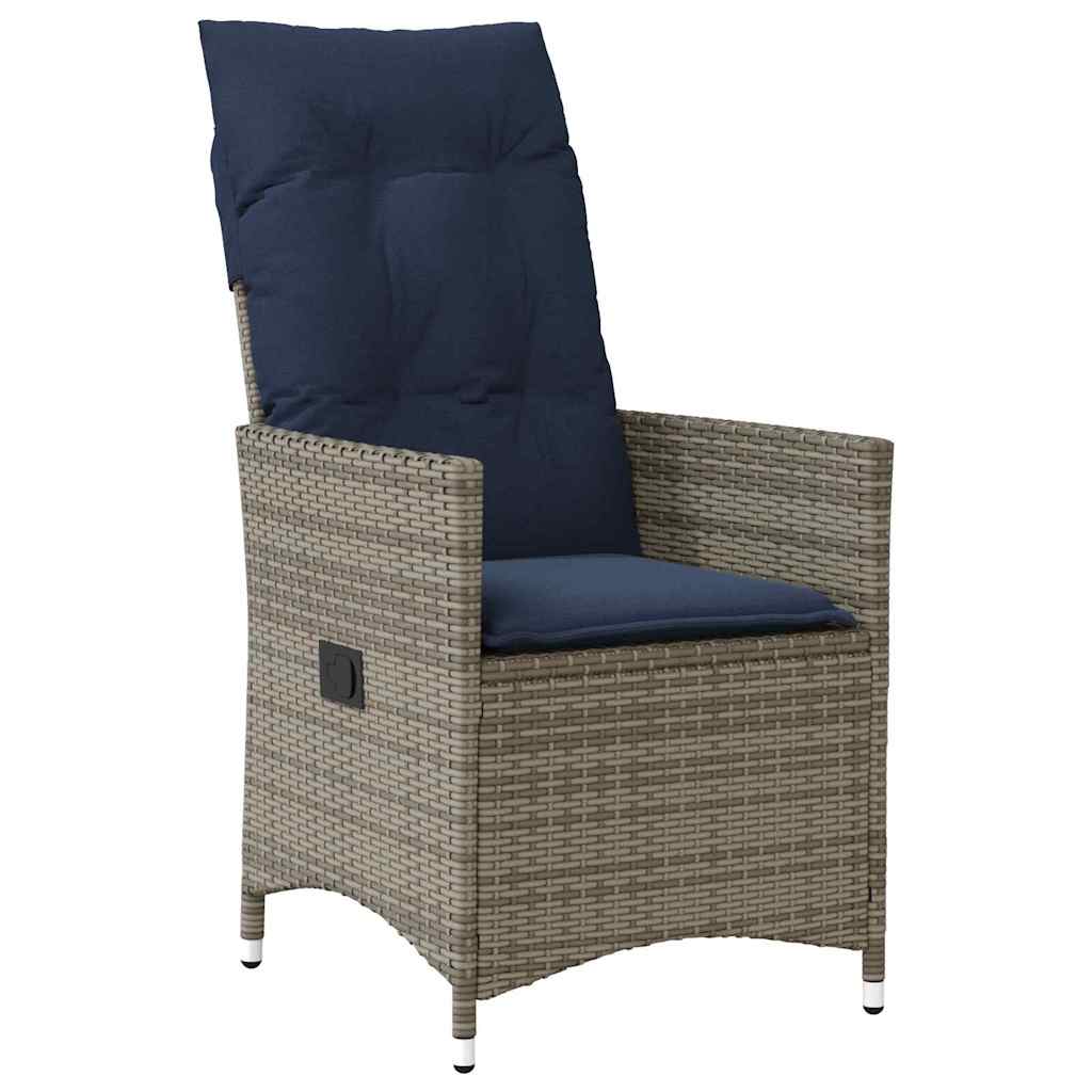 vidaXL Tisch- und Stuhlset mit Kissen 5 pcs Grau PE-Rattan
