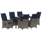 vidaXL Tisch- und Stuhlset mit Kissen 7 pcs Grau PE-Rattan