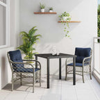 vidaXL Garten Essgruppe mit Kissen 3 pcs Grau und Schwarz Rattan