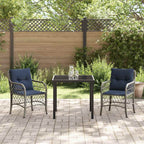 vidaXL Garten Essgruppe mit Kissen 3 pcs Grau und Schwarz Rattan