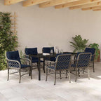 vidaXL Garten Essgruppe mit Kissen 7 pcs Grau und Schwarz Rattan