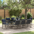 vidaXL Garten Essgruppe mit Kissen 9 pcs Grau und Schwarz Rattan