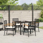 vidaXL Garten Essgruppe mit Kissen 5 pcs Schwarz Rattan