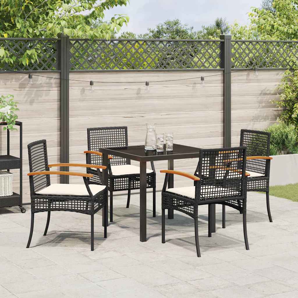 vidaXL Garten Essgruppe mit Kissen 5 pcs Schwarz Rattan