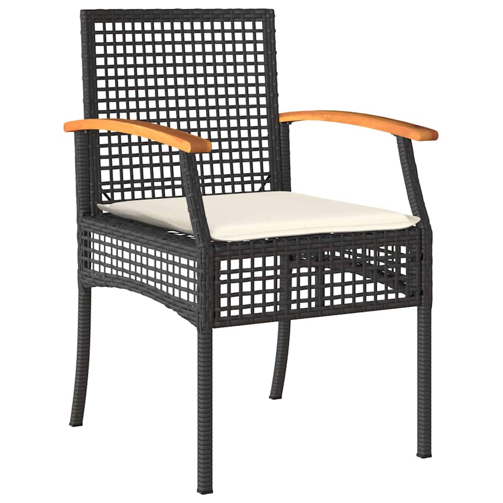 vidaXL Garten Essgruppe mit Kissen 5 pcs Schwarz Rattan