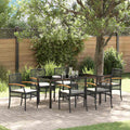vidaXL Garten Essgruppe mit Kissen 7 pcs Schwarz Rattan