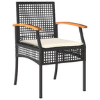 vidaXL Garten Essgruppe mit Kissen 7 pcs Schwarz Rattan