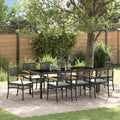 vidaXL Garten Essgruppe mit Kissen 9 pcs Schwarz Rattan