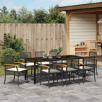 vidaXL Garten Essgruppe mit Kissen 9 pcs Schwarz Rattan