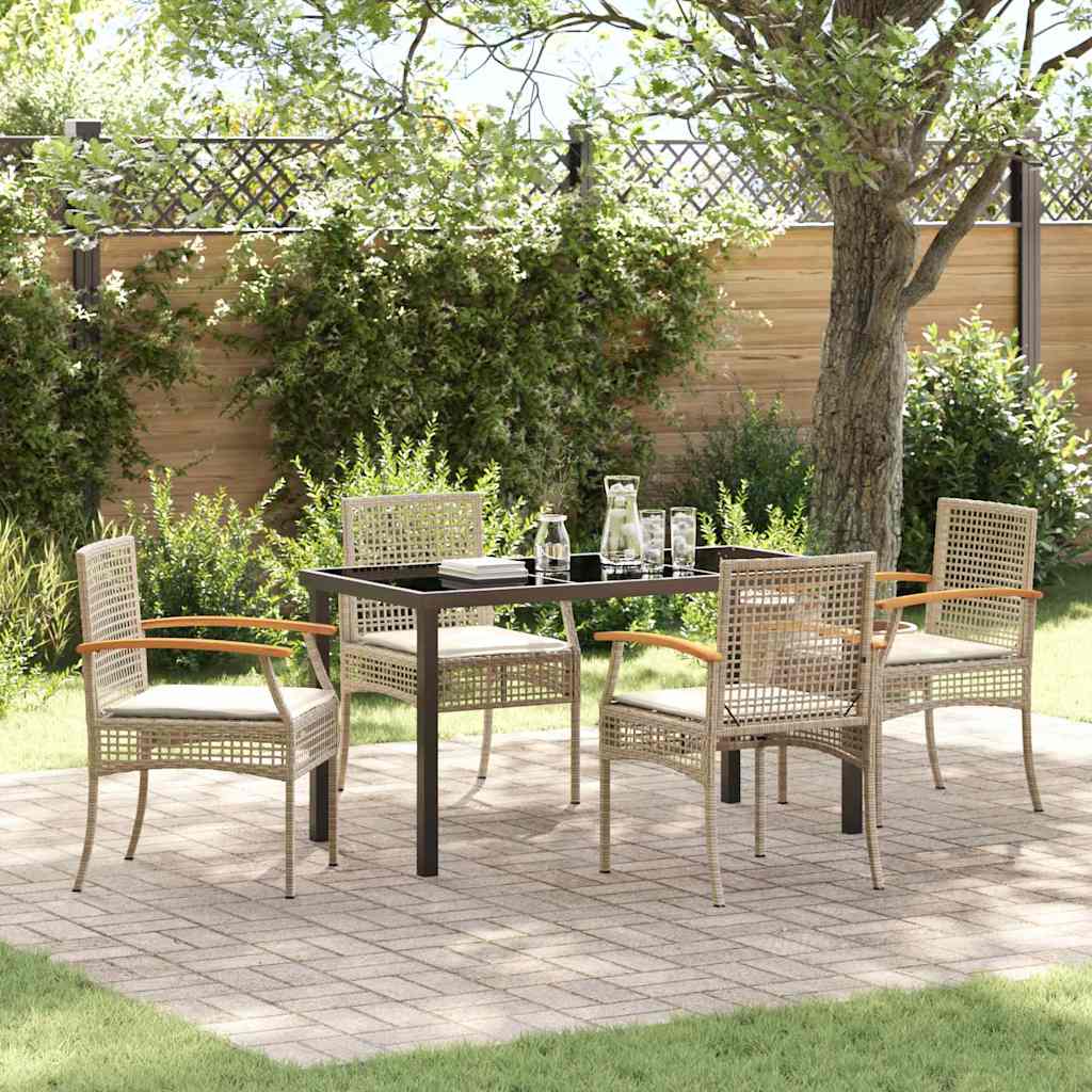 vidaXL Garten Essgruppe mit Kissen 5 pcs Grau und Schwarz Rattan