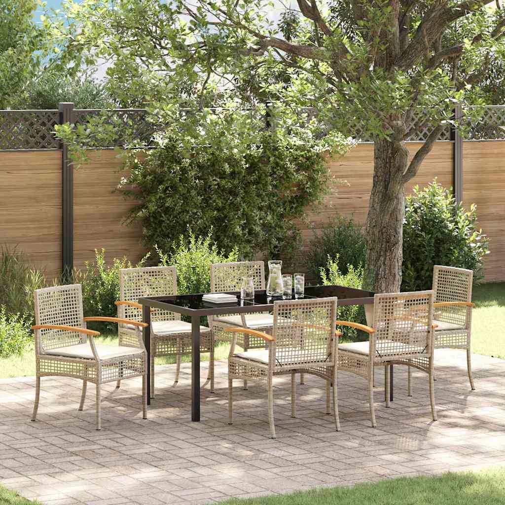 vidaXL Garten Essgruppe mit Kissen 7 pcs Grau und Schwarz Rattan
