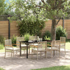 vidaXL Garten Essgruppe mit Kissen 7 pcs Grau und Schwarz Rattan