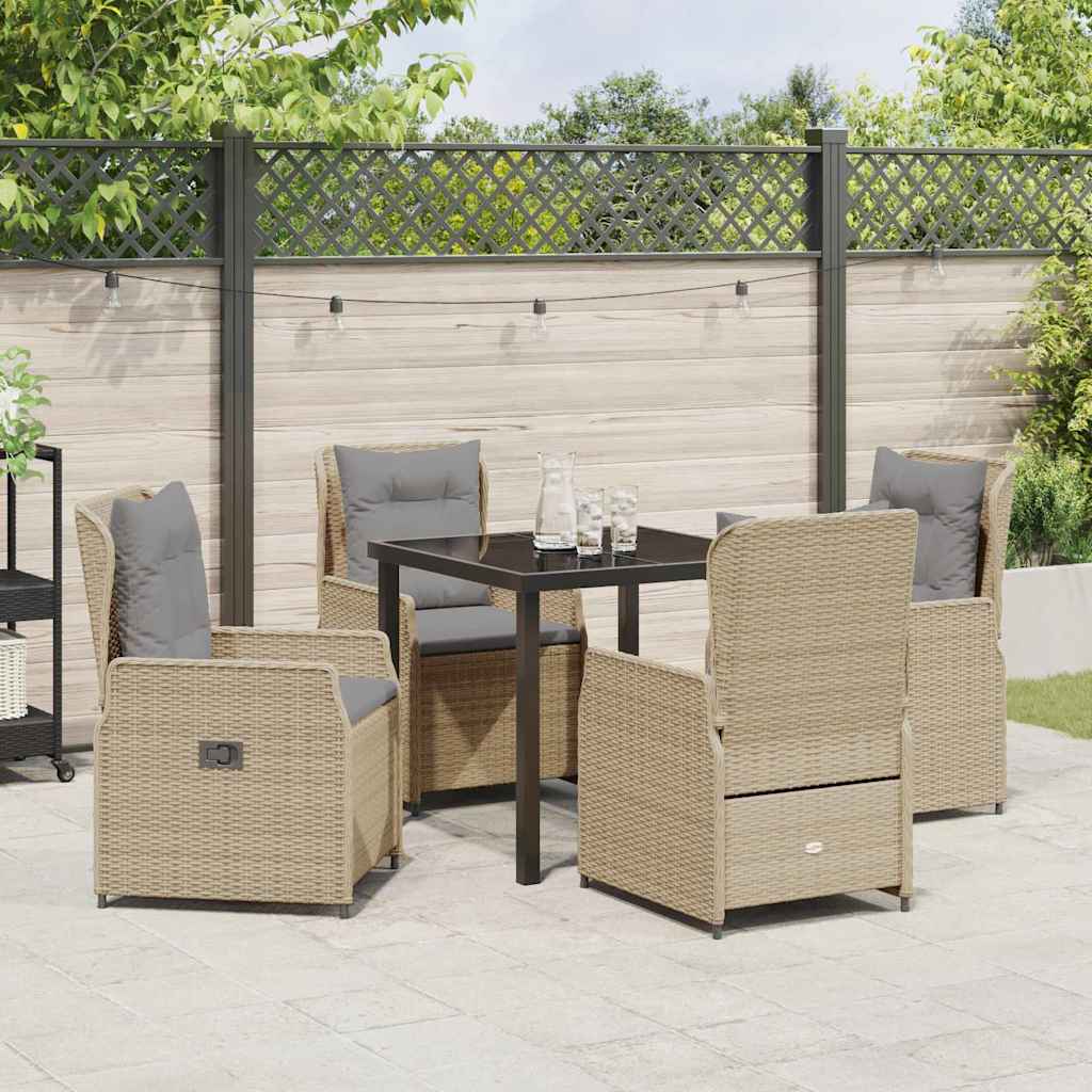 vidaXL Garten Essgruppe 5 pcs Beige und Hellgrau Poly-Rattan