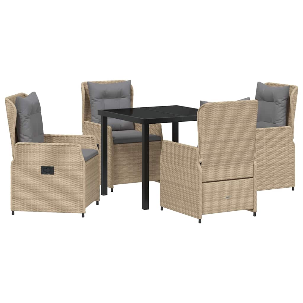 vidaXL Garten Essgruppe 5 pcs Beige und Hellgrau Poly-Rattan
