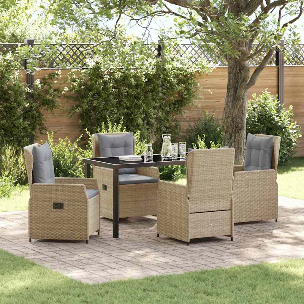 vidaXL Garten Essgruppe 5 pcs Beige und Hellgrau Poly-Rattan