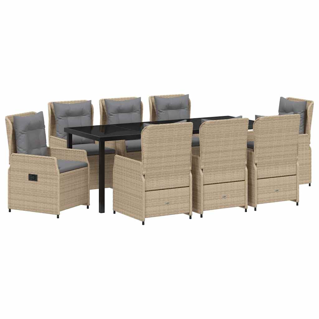 vidaXL Garten Essgruppe 9 pcs Beige und Hellgrau Poly-Rattan