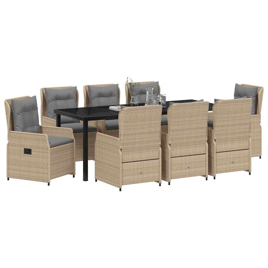 vidaXL Garten Essgruppe 9 pcs Beige und Hellgrau Poly-Rattan