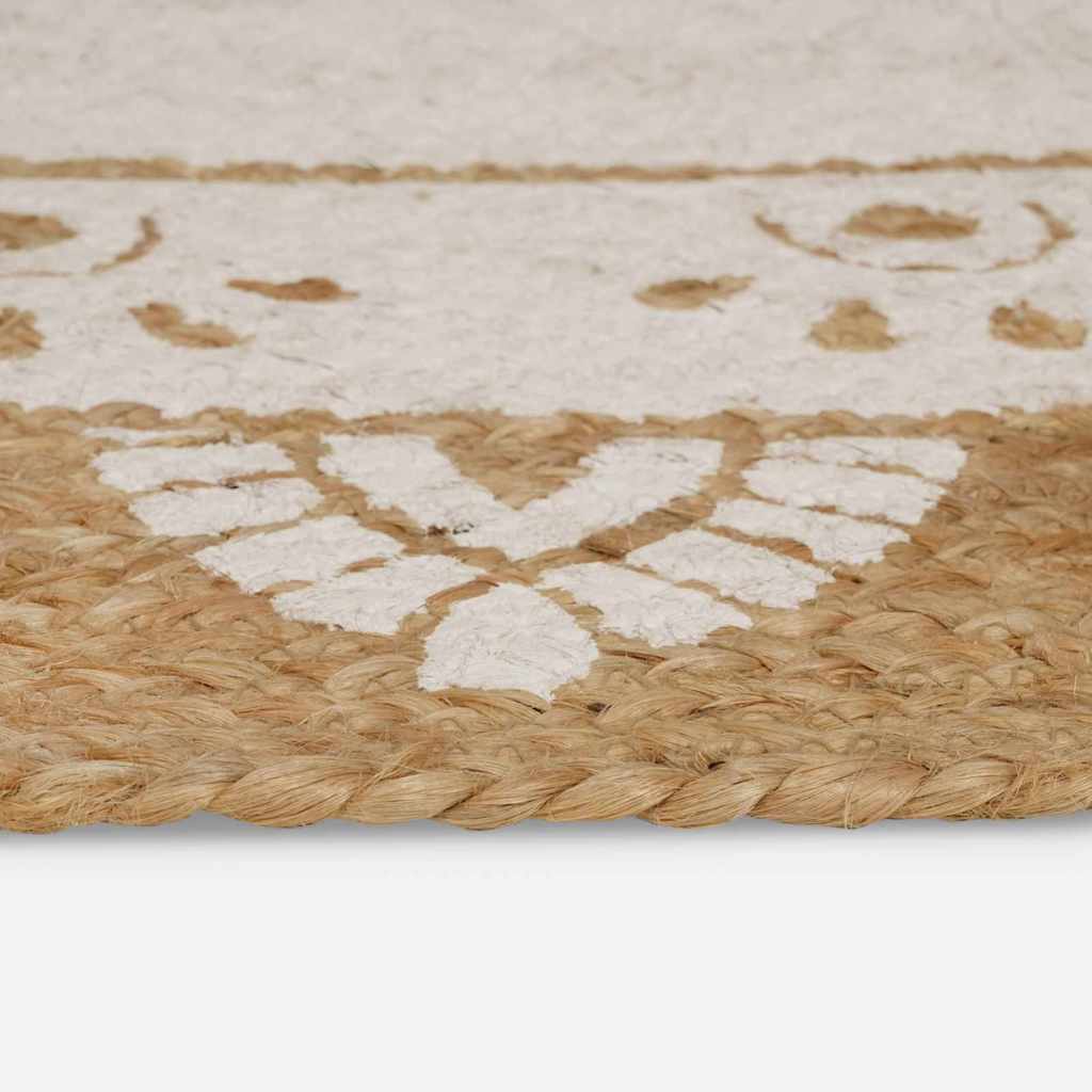 vidaXL Bereichsteppiche Floral Natur mit weißem Druck 100 x 152 cm