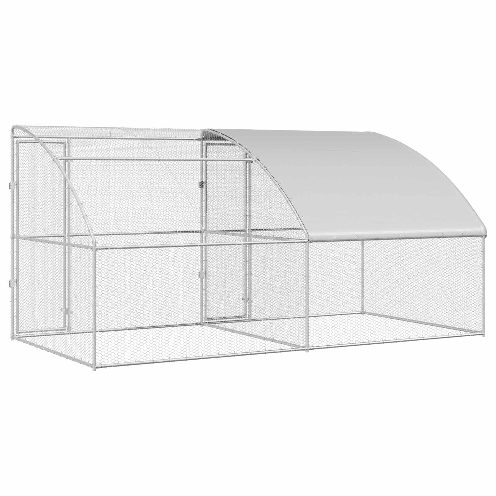 vidaXL Hühnerkäfig 2 pcs Silber 400 x 200 x 200 cm Stahl und PE