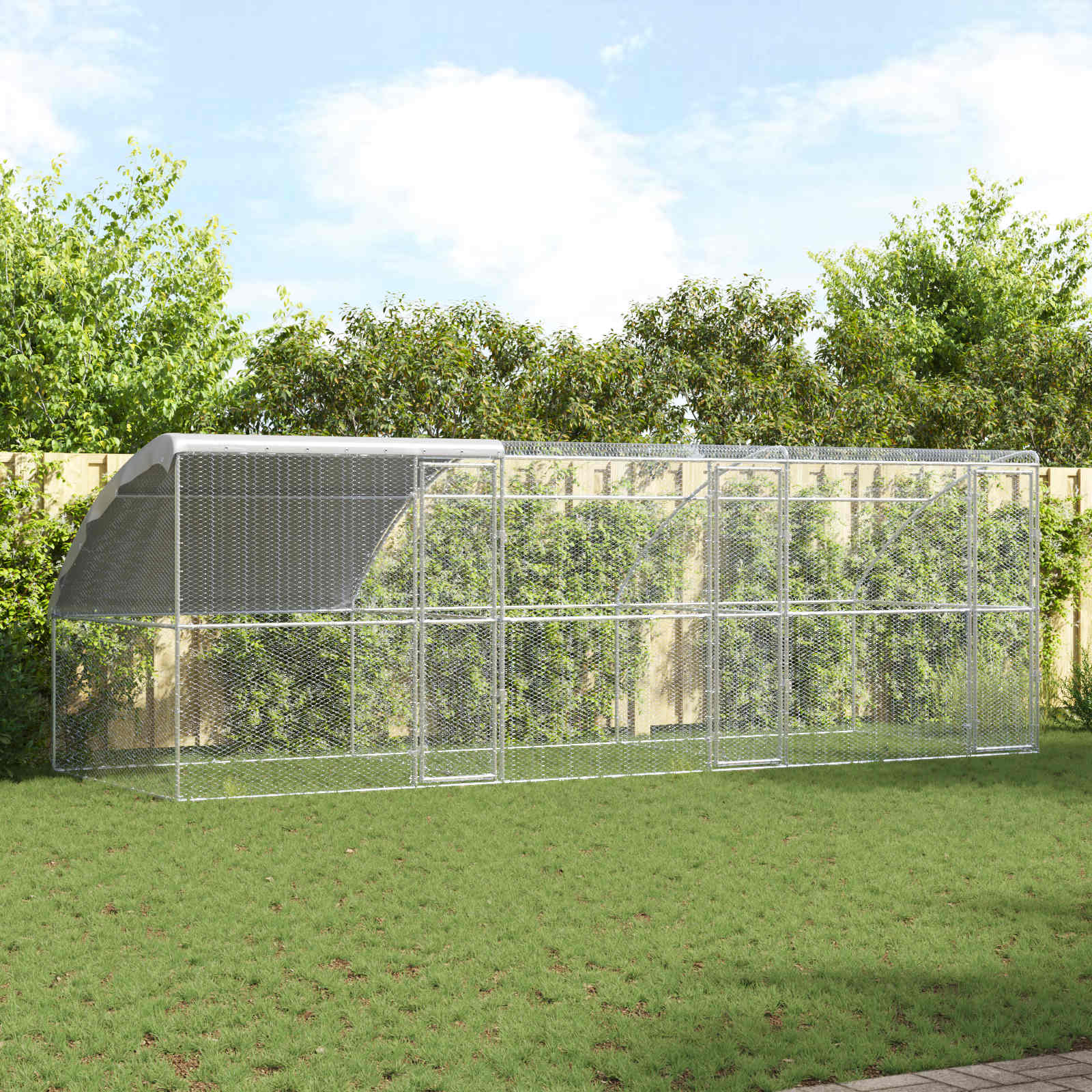 vidaXL Hühnerkäfig 3 pcs Silber 600 x 200 x 200 cm Stahl und PE