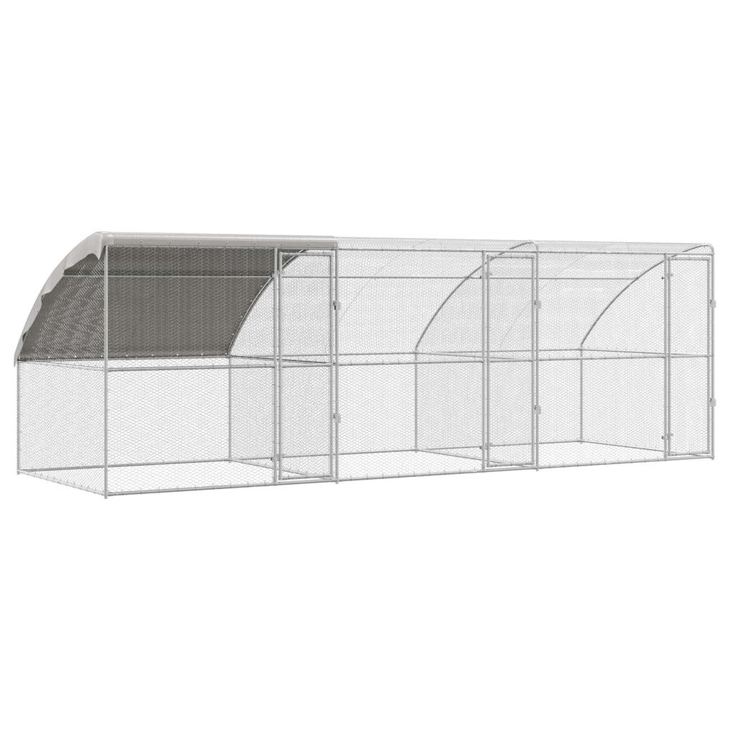 vidaXL Hühnerkäfig 3 pcs Silber 600 x 200 x 200 cm Stahl und PE