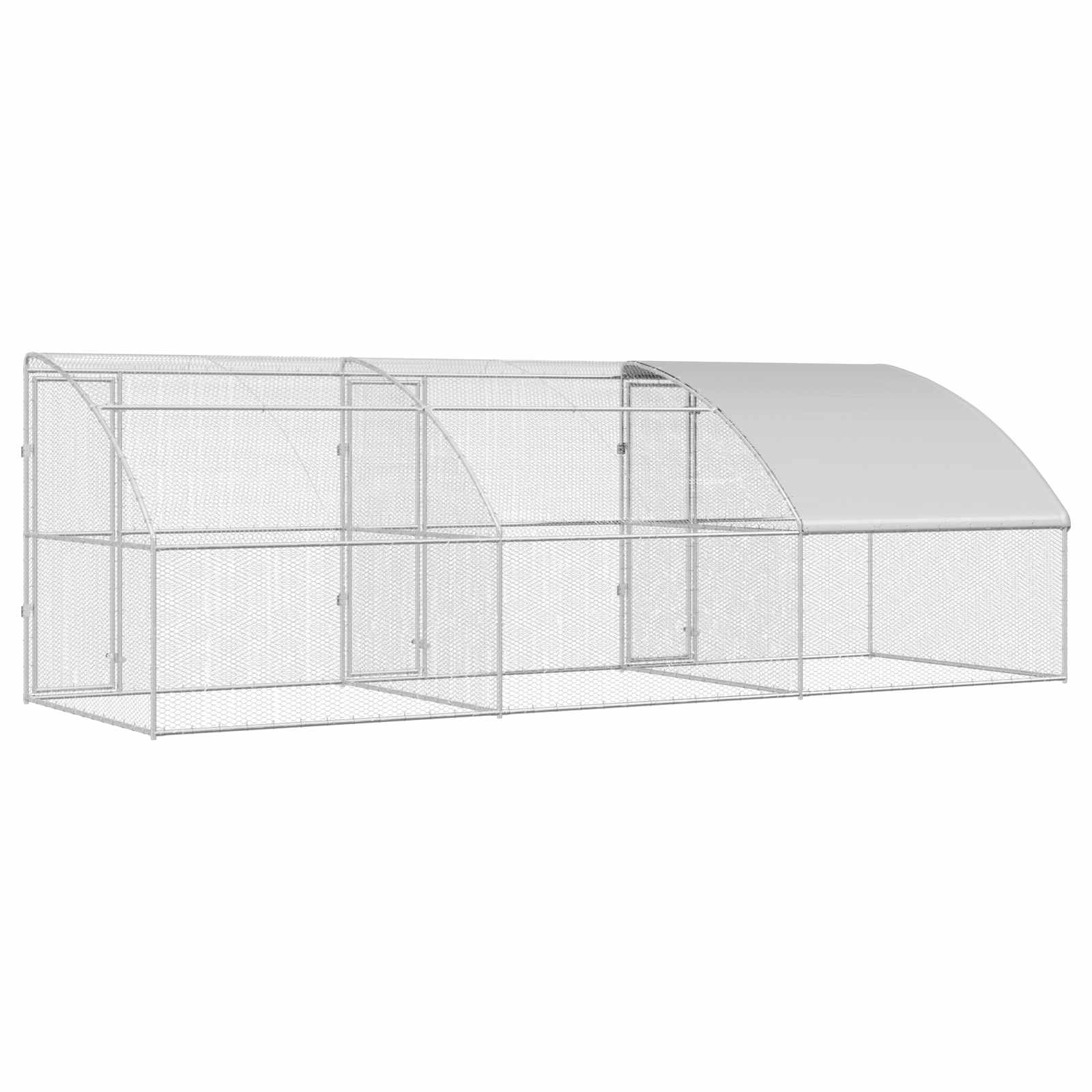 vidaXL Hühnerkäfig 3 pcs Silber 600 x 200 x 200 cm Stahl und PE