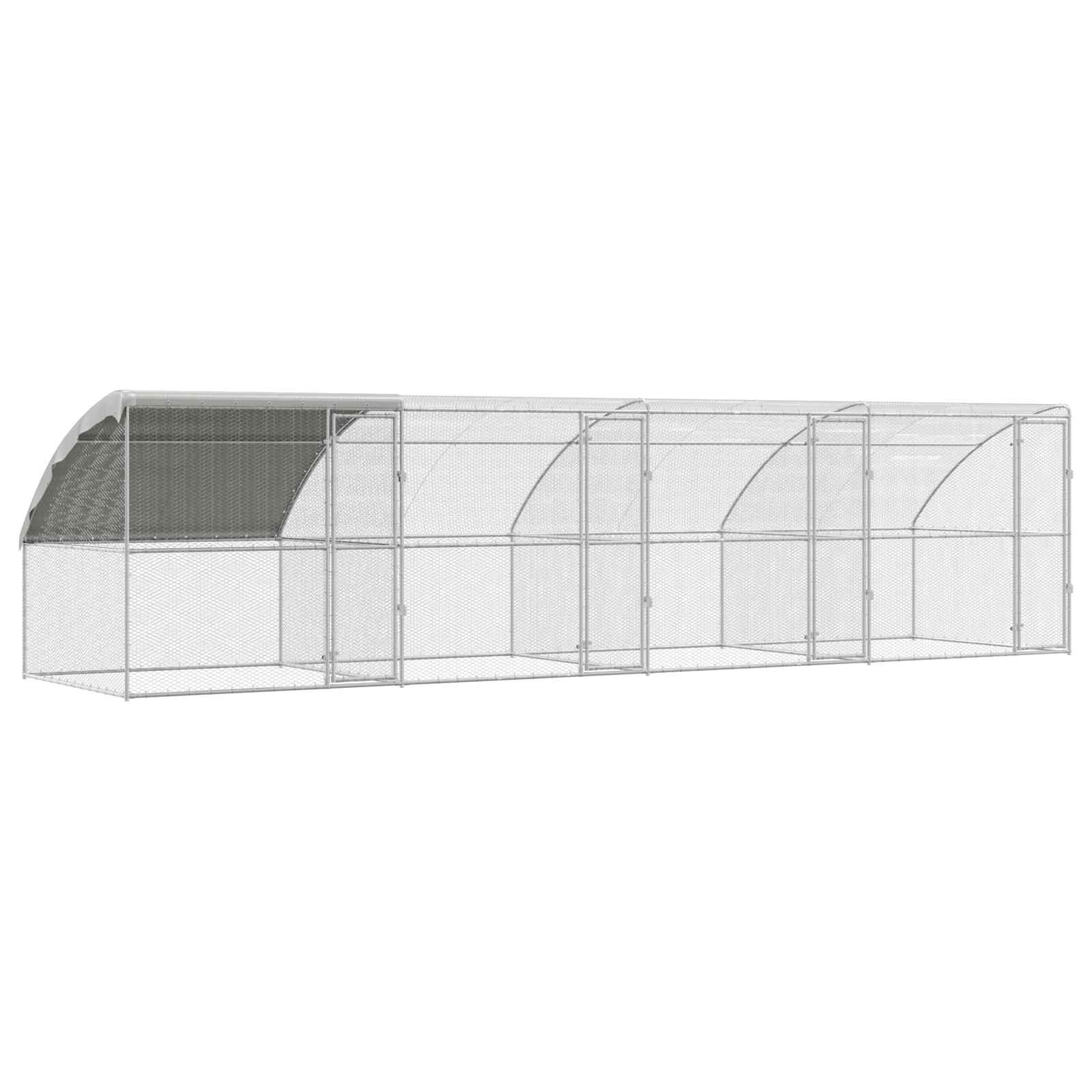 vidaXL Hühnerkäfig 4 pcs Silber 800 x 200 x 200 cm Stahl und PE
