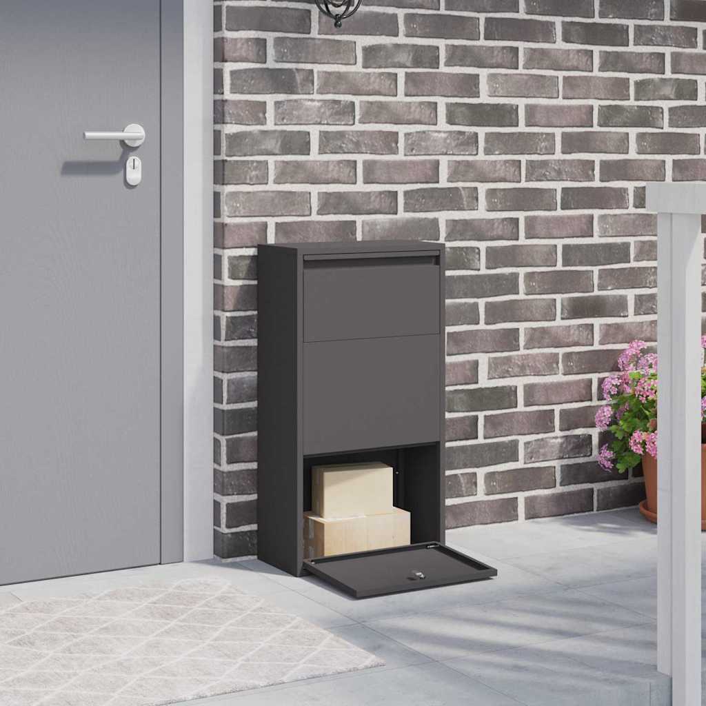 vidaXL Paketdrop-Box mit Speicher Schwarz 44 x 22 x 82 cm Stahl