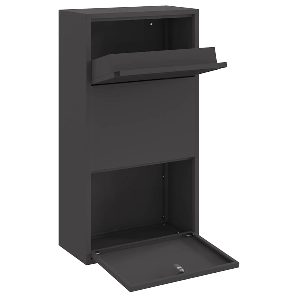 vidaXL Paketdrop-Box mit Speicher Schwarz 44 x 22 x 82 cm Stahl