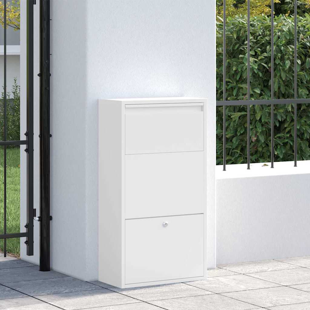 vidaXL Paketdrop-Box mit Speicher mit Tür Weiß 44 x 22 x 82 cm Stahl