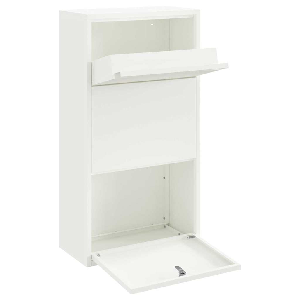 vidaXL Paketdrop-Box mit Speicher mit Tür Weiß 44 x 22 x 82 cm Stahl