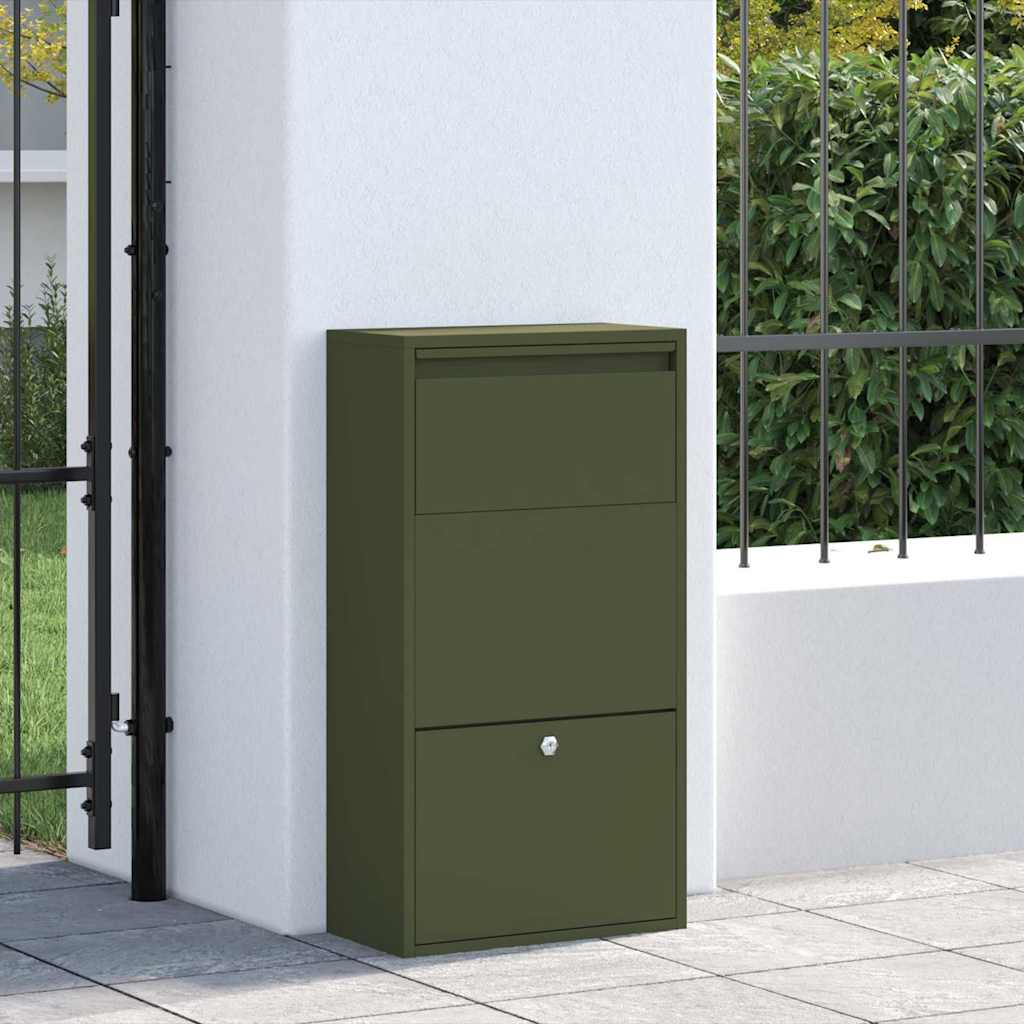 vidaXL Paketdrop-Box mit Speicher Olive Grün 44 x 22 x 82 cm Stahl