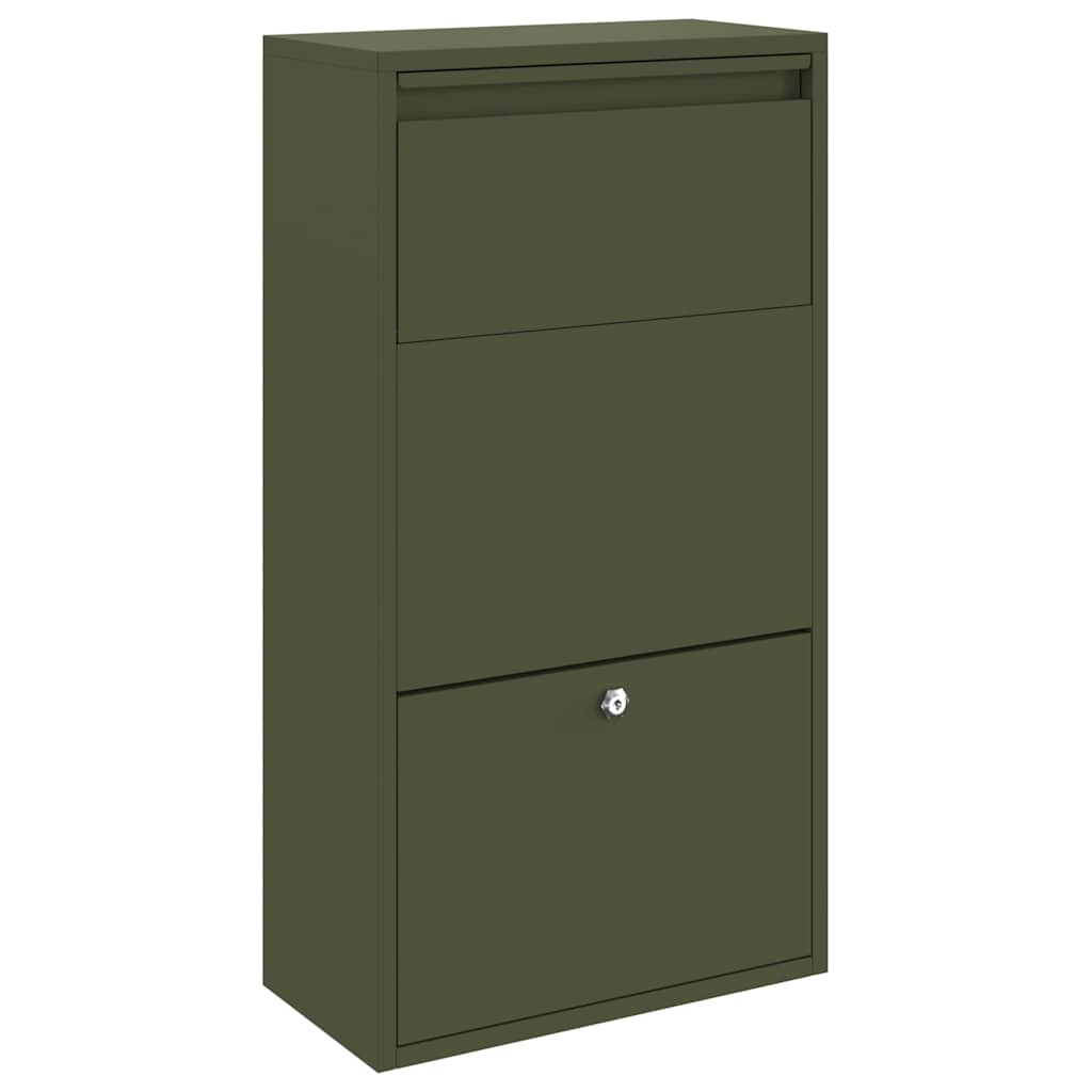 vidaXL Paketdrop-Box mit Speicher Olive Grün 44 x 22 x 82 cm Stahl
