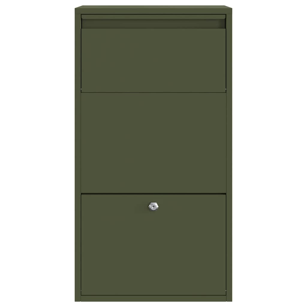 vidaXL Paketdrop-Box mit Speicher Olive Grün 44 x 22 x 82 cm Stahl