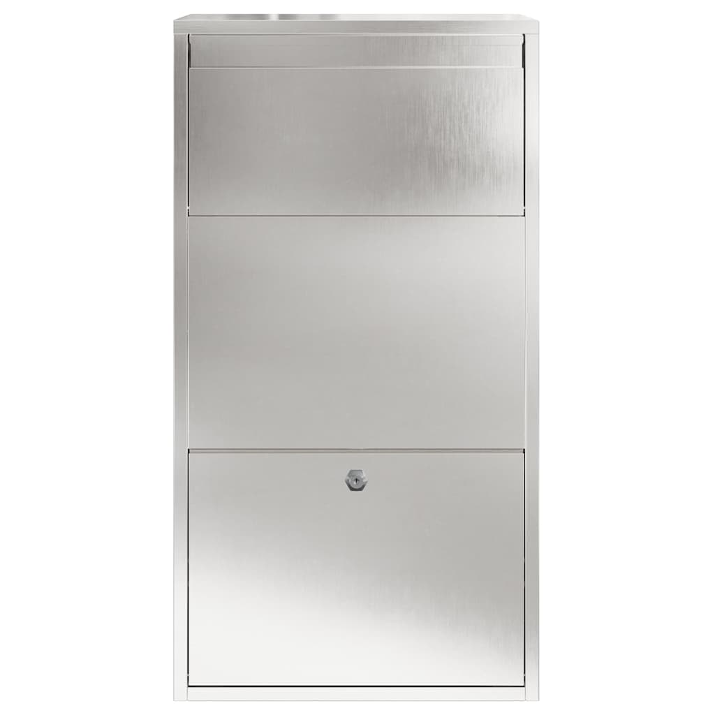 vidaXL Paketdrop-Box mit Speicher Silber 44 x 22 x 82 cm Edelstahl