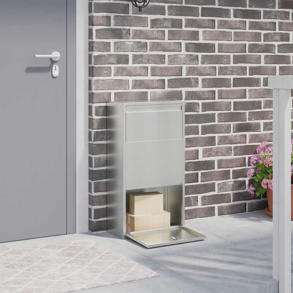 vidaXL Paketdrop-Box mit Tür Silber 44 x 22 x 82 cm Verzinkter Stahl