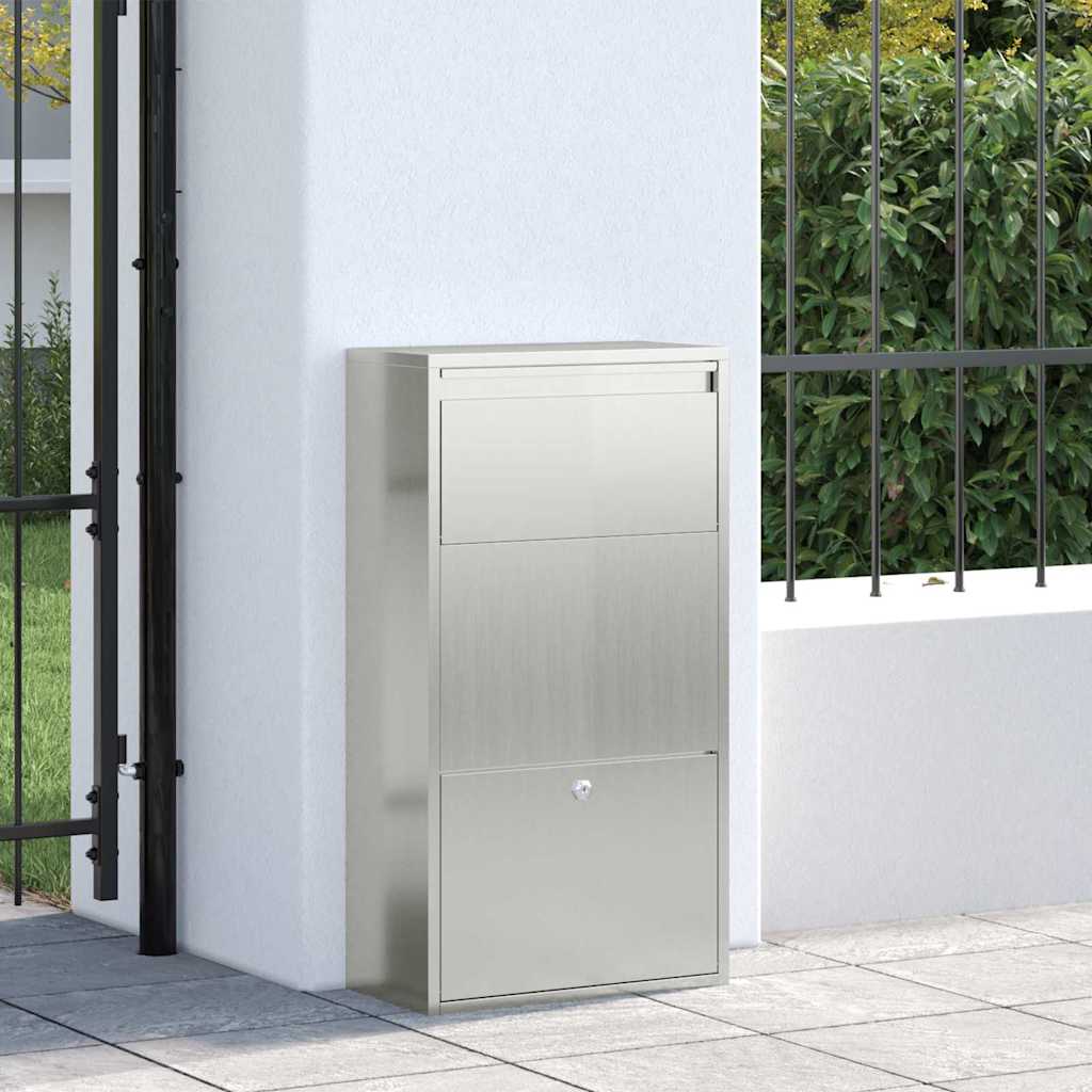 vidaXL Paketdrop-Box mit Tür Silber 44 x 22 x 82 cm Verzinkter Stahl